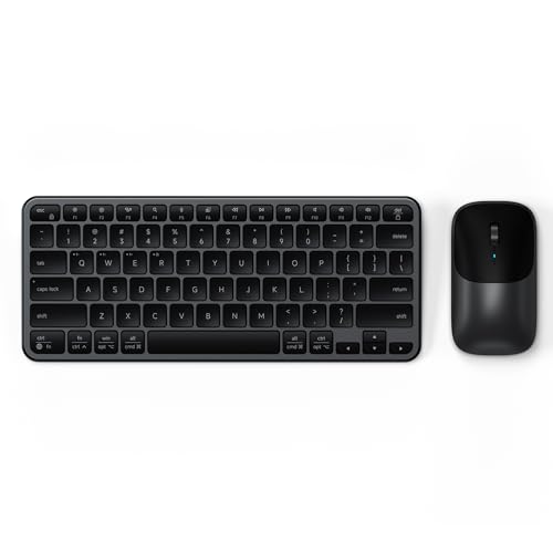 Satechi ���C�����X�L�[�{�[�h���}�E�X�Z�b�g Slim CEX1�A�}���`�f�o�C�XBluetooth�y�A�����O��USB-C���V�[�o�[�ڑ��Ή��A�R���p�N�g�ȃ}���`�f�o�C�X��Ɗ������݌v�A�X�y�[�X�u���b�N
