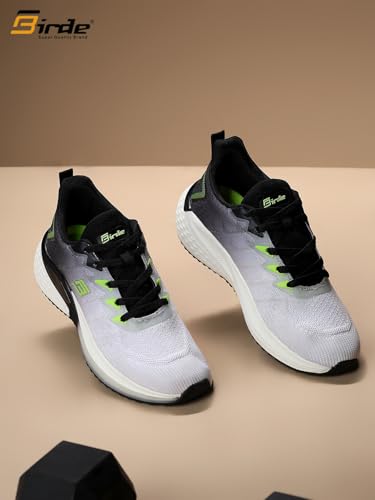 Image of Birde Stylish Comfortable Regular Wear EVA-TPR-TPU Running Black:White (Branded Box) Sports Shoes for Men
