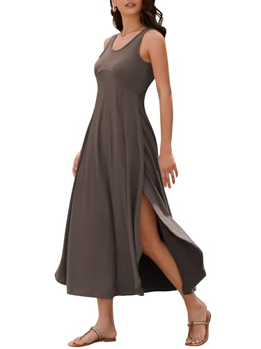 Image of ZAFUL U Neck Backless Split Flowy Maxi Casual Tank Dress
