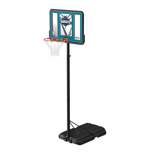 Image of Lifetime NBA Charlotte Hornets Portable Basketball Hoop, Adjustable Height 7.5-10 Ft, 44 Inch Shatterproof Fusion Backboard, Base with Wheels