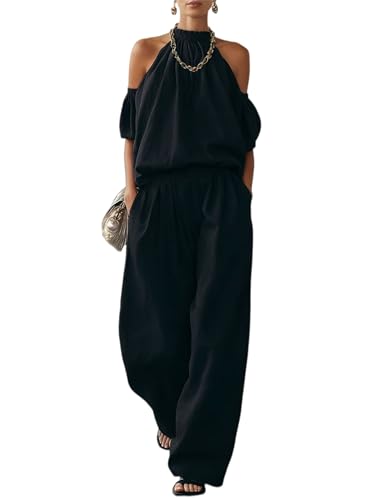 Pantalones de pierna ancha y top plisado para estilizar la figura femenina con total comodidad