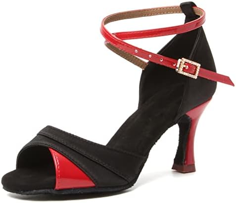 HIPPOSEUS Women's Professional Latin Dance Shoes Ballroom Salsa Dance Practice Performance Shoes Heel height 3inch, 8.5 B(M) US