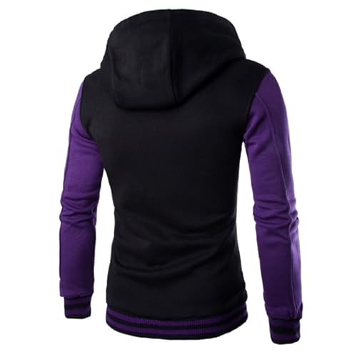 Men's Fashion Varsity Jacket Hoodie Causal Slim Fit Cotton Letterman Baseball Bomber Jackets with Hood for Men2