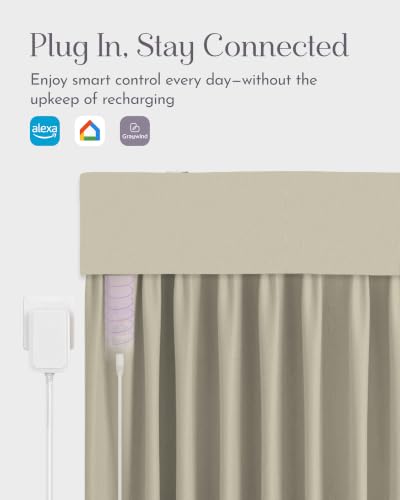 Image of Graywind Motorized Curtains with Track, Room Darkening Smart Curtains, Hardwired Curtains Compatible with Alexa Google Home Remote Control for Large Windows, Custom Drapes Up to 220 inch, Canvas (Bone)