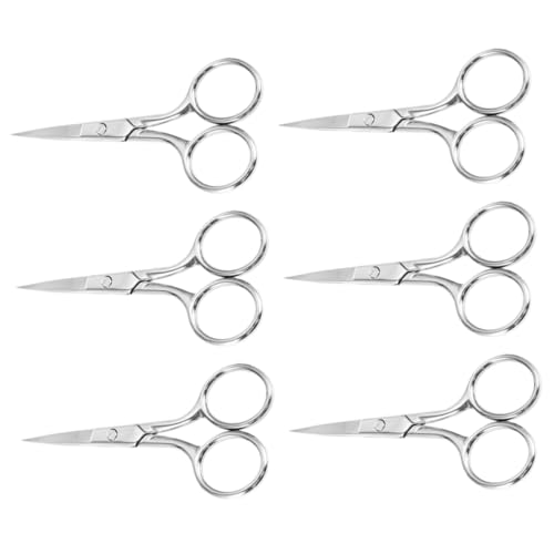 FOYTOKI Lightweight Portable Scissors for Eyebrows Stainless Steel Facial Hair Scissors 6 Pc Grooming Kit