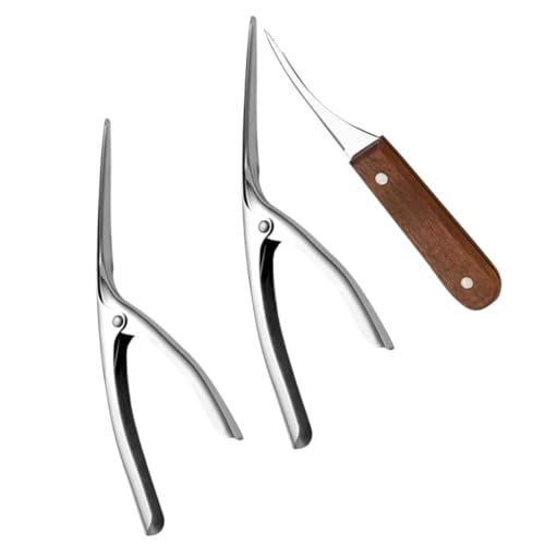 SOIMISS 3 Pezzi Sbucciatore Gamberi con Manico in Legno Strumenti Deveiner in Acciaio Inossidabile per Pulizia Rapida e Facile dei Gamberetti Utensili Pratici per Cucina e Regalo Casa