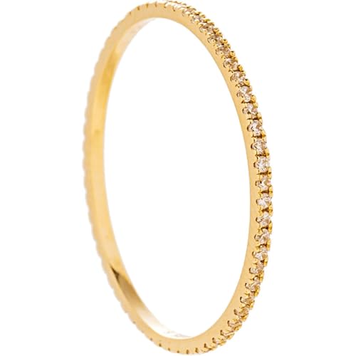 Image of ANAZOZ Wedding Bands for Women Round with Moissanite, Wedding Band Ring 9 ct Gold for Women, Gold, Size J 1/2