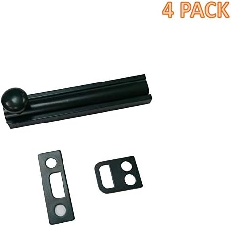 QCAA Solid Brass Surface Bolt, 2", Matte Black, 4 Pack, Made in Taiwan, Matte Black (2") - Image 3