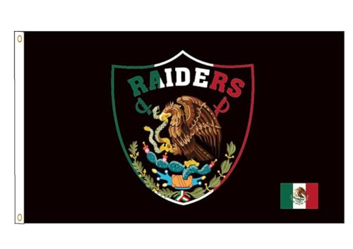 Yerchic Mexico Raiders Flag Las Vegas Banner 3x5ft Polyester Flag For Garage Room Man Cave