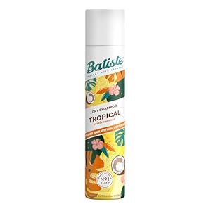 Batiste Dry Shampoo in Tropical 200ml, Coconut & Floral Fragrance, No Rinse Spray to Refresh Hair in Between Washes