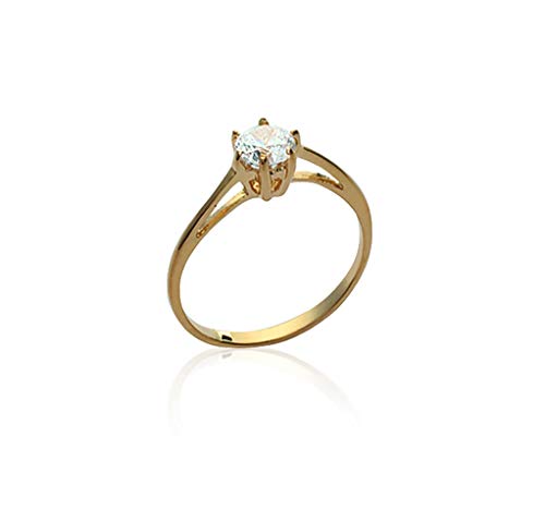 Bague Anneau en Plaqué Or Solitaire Oxyde de Zirconium anti-ternissement 5 mm