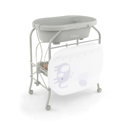 GOPLUS Baignoire Pliable Bébé 4 en 1, Baignoire Bebe sur Pied, avec Panier de Rangement et Roues...