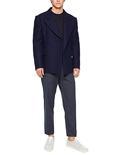 Costume en tweed bleu marine chic avec pantalon gris de costume