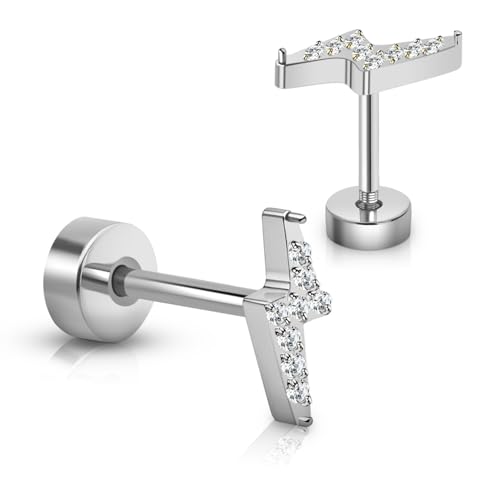 XUU Titanium Flat Back Cartilage Stud Earrings, 20G 8mm Post