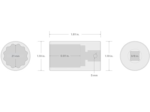 Image of TEKTON 3 /8 Inch Drive x 21 mm Semi-Deep 12-Point Impact Socket | SID14321