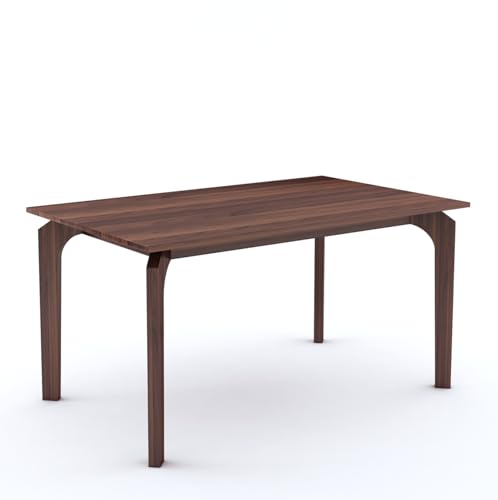 Image of MURALICRAFT Sheesham Wood 57 inch Dining Table 6 Seater | Six Seater Dinning Table Set with 6 Upholstered Dining Chairs | Table Top: Premium Sheesham Wood | Chair: Curved Design | Easy Assembly, Walnut