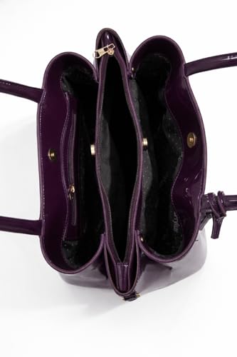 Image of Carrylux Women's Top Handle Bag | Hand Held bag | Stylish Patent Synthetic Leather Handbag with Dual Handles & Detachable Sling Strap | Beige Shoulder Purse for Work & Casual Outings