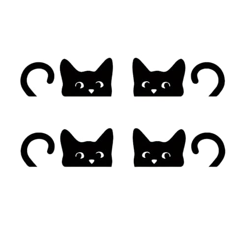 Image of Peeking Sneaky Cat Stickers, 1.7 inch Cute Black Cat Stickers, 4pcs Funny Car Decals, Waterproof Vinyl Stickers for Car Rearview Mirrors, Windows, Laptops