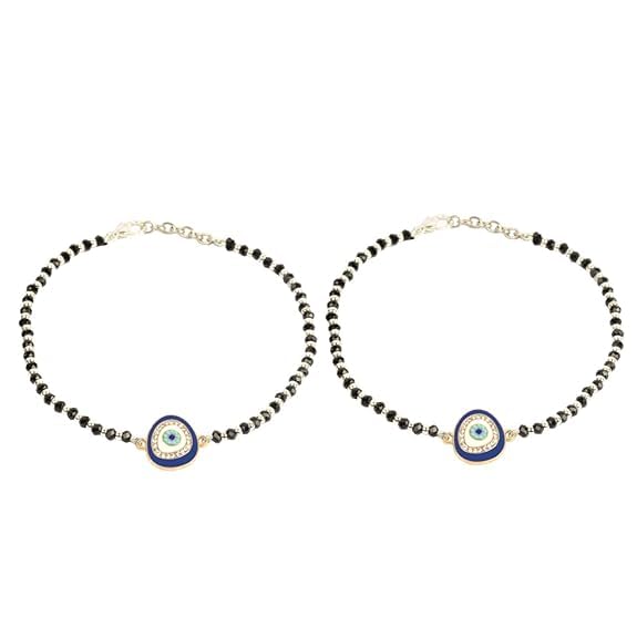 STRIPES® Stylish Black Beads With Blue Evil Eye Nazariya Payal Anklet for Women and Girl Metal Anklet (Pack of 2) (B09B3ZSFJ6) Amazon Price History, Amazon Price Tracker