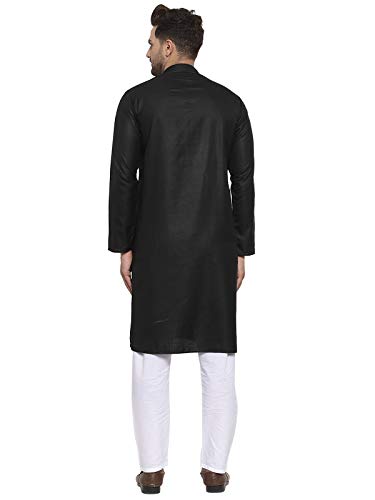 Image of KRAFT INDIA Men's Cotton Solid Kurta With Drawstring Pyjama Set