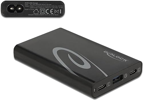 Cargador USB Delock de 60W para cargar tres dispositivos a la vez sin esperas