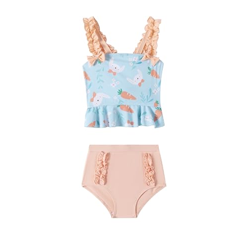 LIZENS Girls Two Piece Rabbit Print Swimwear Kids Swimsuits for Girls Age 2-12