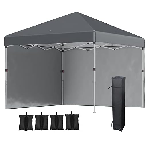 Outsunny 3 x 3 (M) Pop Up Gazebo, UPF 30+ with 2 Sidewalls, Leg Weight Bags and Wheeled Bag, Height Adjustable Party Tent Event Shelter for Garden, Patio, Dark Grey