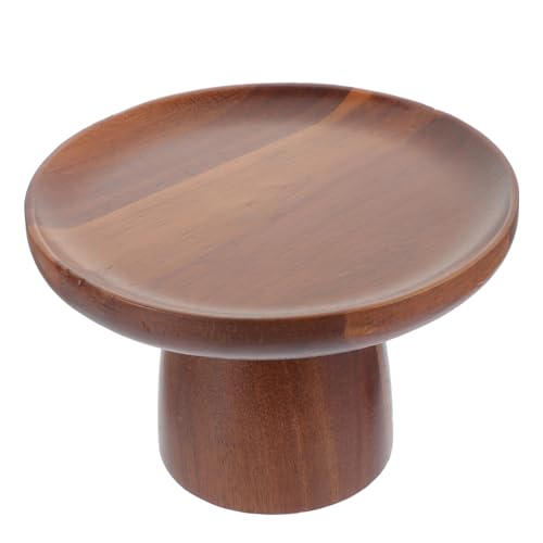 OUNONA Rustic Acacia Wood Cake Stand with Base, 6.49 Inch