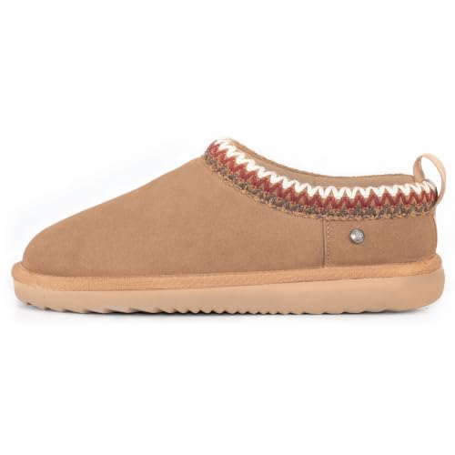 Image of Women's Genuine Shearling Slippers Suede Warm Indoor Outdoor Shoes Rubber Sole