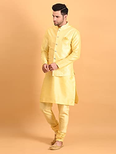 Image of Uri and MacKenzie Men's Silk Blend Kurta Pajama with Designer Ethnic Nehru Jacket /Modi Jacket