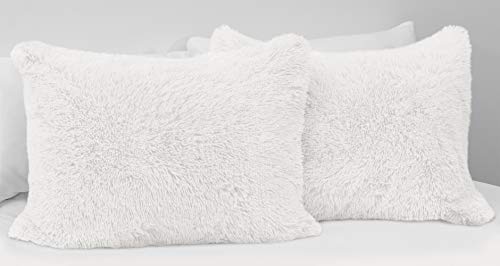 Sweet Jojo Designs Boho Chic Bohemian Bright White Fuzzy Faux Fur Plush Duvet Comforter Cover And Sham 3 Pc. Full Queen Size Set Soft Shaggy Fluffy Bedding Bedroom Aesthetic Luxury College Dorm Teen #TOP3