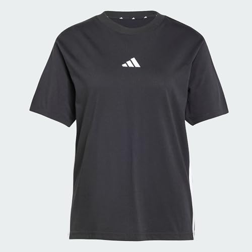 adidas Women's Essentials 3-Stripes Cotton T-Shirt, Black/White, L
