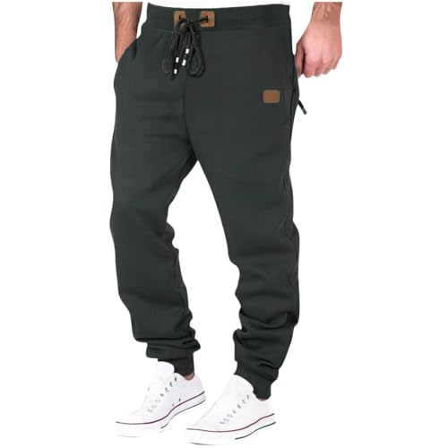 Finelylove Mens Casual Sweatpants Fleece Cuffed Athletic Joggers Pants Waist Drawstring Track Pants with Zip Pockets