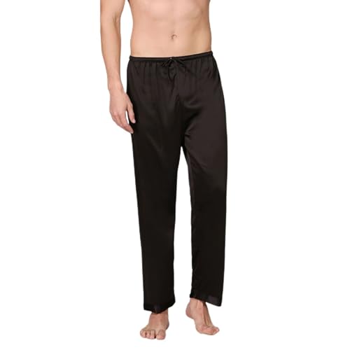 Men's Long Pajamas Pants Satin Soft Ankle Summer Travel Fall Thin Luxury Loose Fit Lounge Pj Bottom2