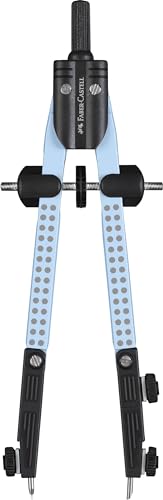 FABER-CASTELL 574454 - Schnellverstellzirkel Grip sky blue mit abknickbaren Schenkeln, inkl. Ersatzteilen und Zirkelminen