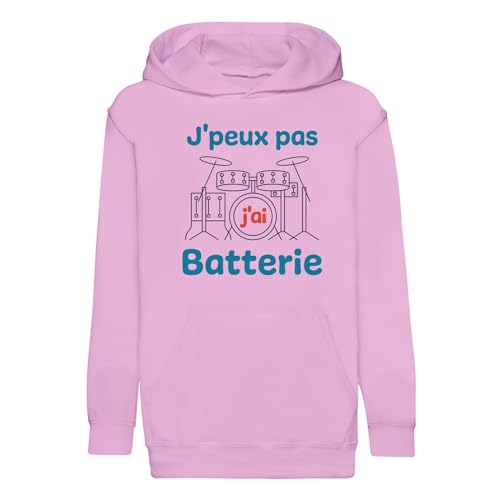 Sweat à capuche enfant batterie et rock finition premium durable