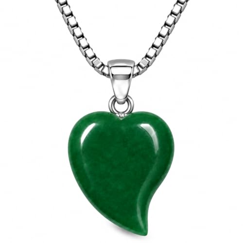 Vincent Paul Collier femme argent 925 cœur en pierre naturelle jade vert