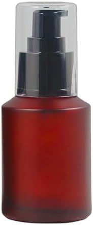 1PCS Empty Refill Frosted Glass Cream Lotion Pump Bottle Cosmetic Makeup Emulsion Toiletries Liquid Storage Holder Travel Packing Container with Clear Dust Cap (Rose Red, 60ml)