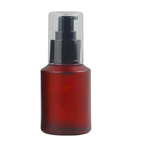 1PCS 60ml/2oz Empty Refill Frosted Rose Red Glass Cream Lotion Pump Bottle Cosmetic Makeup Emulsion Toiletries Liquid Storage Holder Travel Packing Container With Clear Dust Cap (60ml Rose Red)