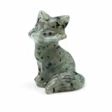 Estatua de zorro de piedra natural de 1,5 pulgadas, cristal curativo de Reiki, amatista, cuarzo, figura animal tallada a mano, artesanías para decoración del hogar - Jaspe de loto - 1 pieza