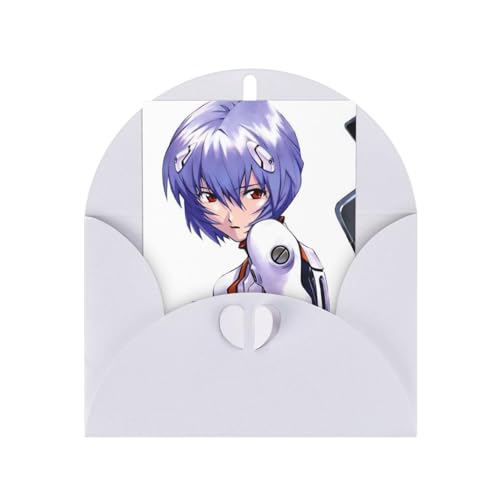 新世紀エヴァンゲリオン 誕生日グリーティングカード 封筒付きクリスマスバースデーカード パーティー招待状クリスマスカード White