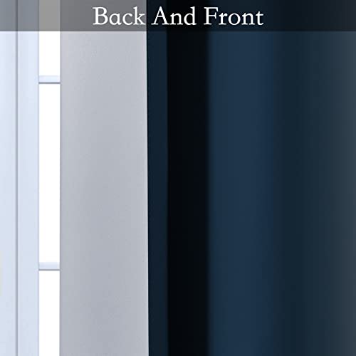 Image of SimpleHome Ombre Navy Blue to Grey White Curtains for Living Room 52Wx84L | Room Darkening Curtains for Bedroom,Gradient Light Blocking Curtain,Thermal Insulated Grommet Window Drapes,2 Panels,84 Inch