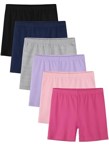 Tuliara 6 Pack Girls Bike Shorts Cartwheel Toddler Under Dress Dance Multicolor Kids Shorts Summer Clothes Color A 6-7Y