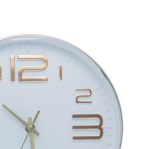 LYOR Relógio de Parede em Plástico Quartz Branco com Dourado 25cm x 4cm - Decoração de Parede - Orga