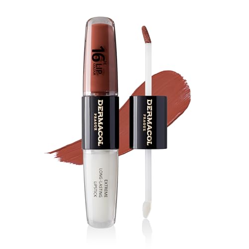 NEW Dermacol - 16-Hour Lip Colour, Highly Pigmented Glossy Lip Stain, Two-Phase Lip Plumper Gloss, Kissproof Lip Makeup Products with Matte and Glitter Finish, n. 23