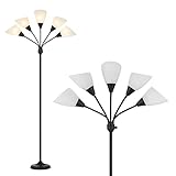 THOVAS Medusa Floor Lamps Standing Lamps 5 Heads Adjustable Reading Light Large Shade Use E26 A19 Bu