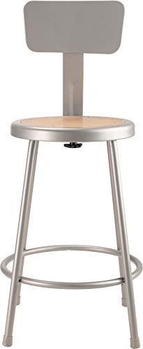 National Public Seating Stahl Hocker mit 61 cm aus Hartfaserplatte Sitz und Rückenlehne, grau, grau, 1 5 National Public Seating Stahl Hocker mit 61 cm aus Hartfaserplatte Sitz und Rückenlehne, grau, grau, 1