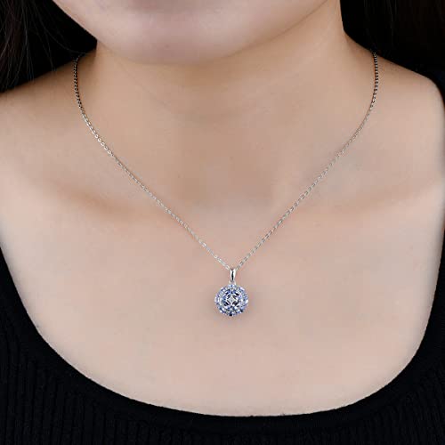 Zhencai Pendant Necklaces For Women Girls Setting Natural Gemstone Chrome Diopside Tanzanite Birthstone Pendants 925 Sterling Silver Cubic Zirconia Classic Style Fine Jewelry For Her (Light Purple) #TOP1