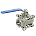 DAN SPEED NPT 3-Piece Stainless Steel SS304 Ball Valve, Industrial Grade, Blue Handle (1-1/4 inch)