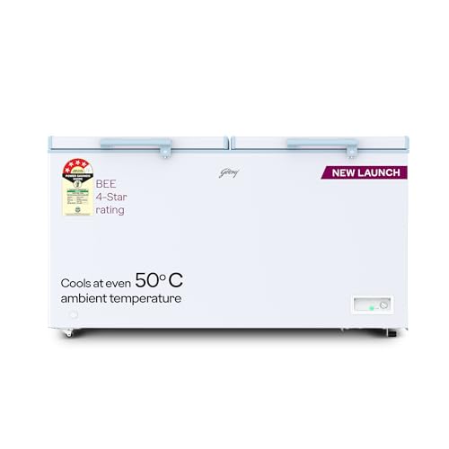 Image of Godrej DH ESNCH 530D 2HCLP RW with 5 Years Comprehensive Warranty, Pentacool+ Cooling, D-Cool technology, Cools even at 50 C, Double Door Convertible Deep Freezer (505L 4 Star, White)